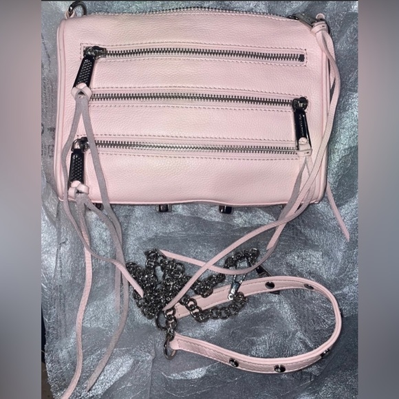 NWOT Rebecca Minkoff Mini 3 Zip Convertible Leather Cross Body Petal Pink/SLVR🎀 - Picture 6 of 11